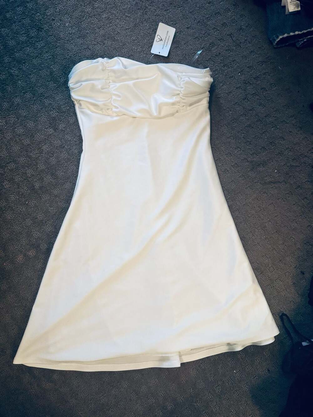 Windsor White Satin Strapless Mini Dress